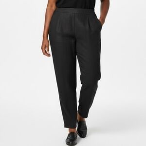 Eileen Fisher Linen Blend Pants 3X Black Pockets Italian Fabric High Waisted